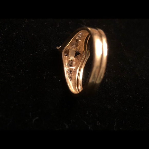 14K Gold Diamond Wedding Band Set, Marquise & Rounds - Picture 9 of 16